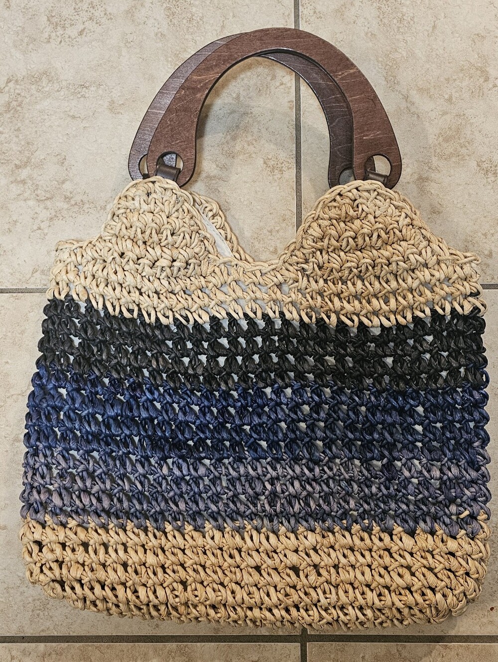 Vintage Handwoven Straw or Corn Husk Tote Bag